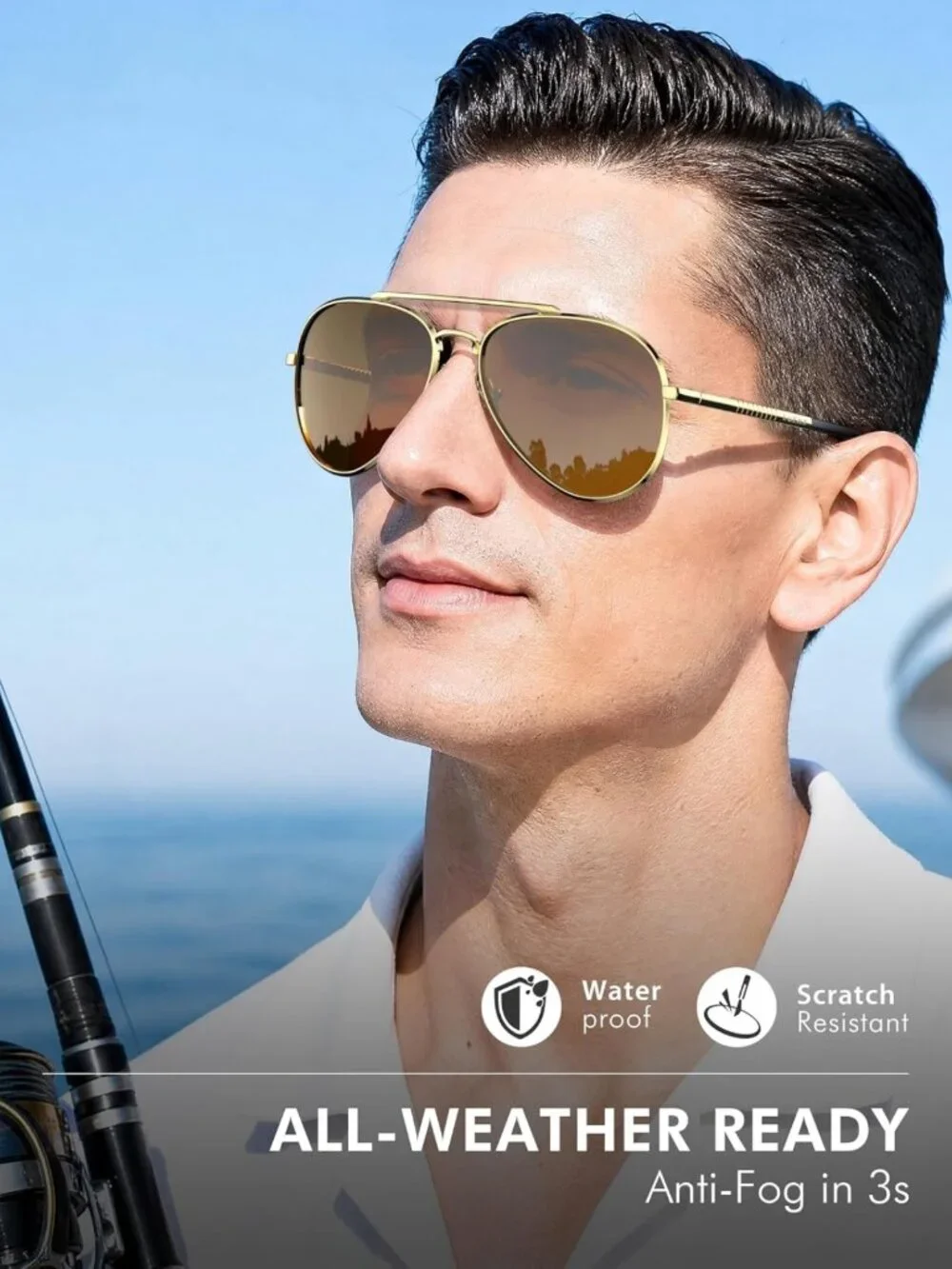 Classic Polarized Aviator Sunglasses for Men & Women - UV400, Lightweight